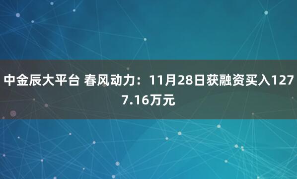 中金辰大平台 春风动力：11月28日获融资买入1277.16万元