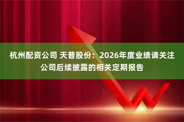 杭州配资公司 天普股份：2026年度业绩请关注公司后续披露的相关定期报告